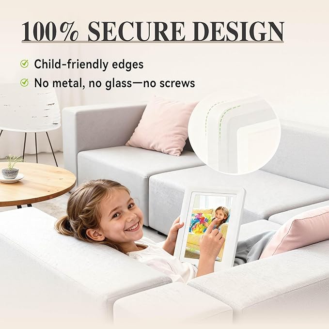 White 5x7 Picture Frame with Acrylic Front 2 Pack, ABS Frame for 5x7 or 4x7 Photos, Shatterproof UV-Resistant Tabletop Photo Frame, Vertical/Horizontal Display for Home Décor