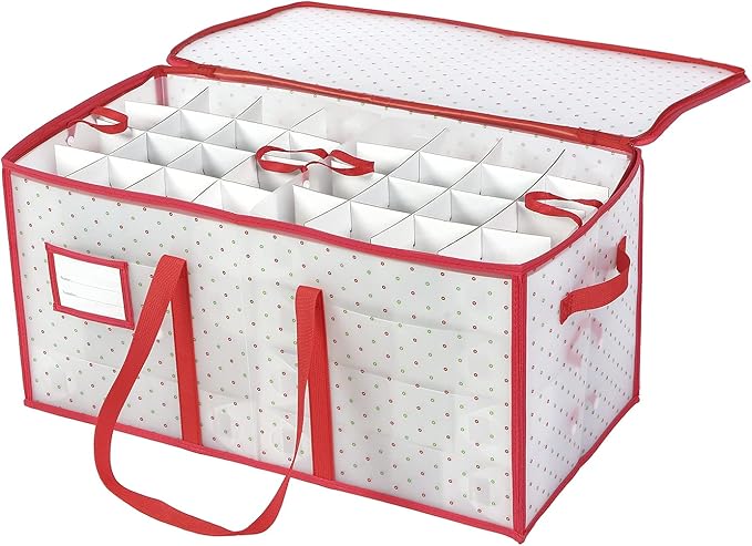 Sattiyrch Plastic Christmas Ornament Storage Box with with Removable Trays - Box Contributes Slots for 128 Holiday Ornaments 2.36 Inch - Keeps 128 Xmas Holiday Ornaments (128)