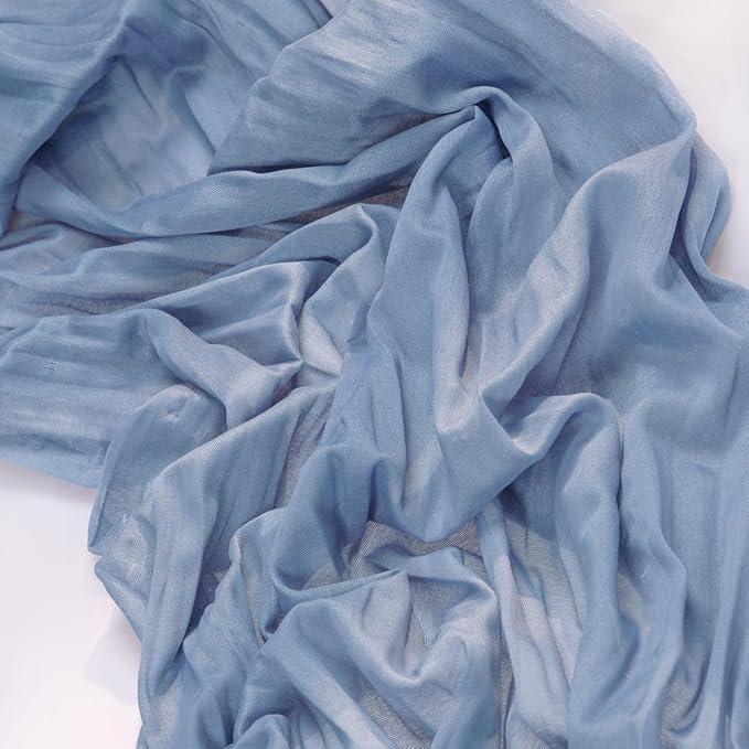 MLMC 12 Pack Dusty Blue Table Runner 10ft Boho Gauze Cheesecloth Valentines Table Runner 35x120 Inches Rustic Cheese Cloth Centerpiece for Wedding Bridal Shower Baby Shower Party Decor