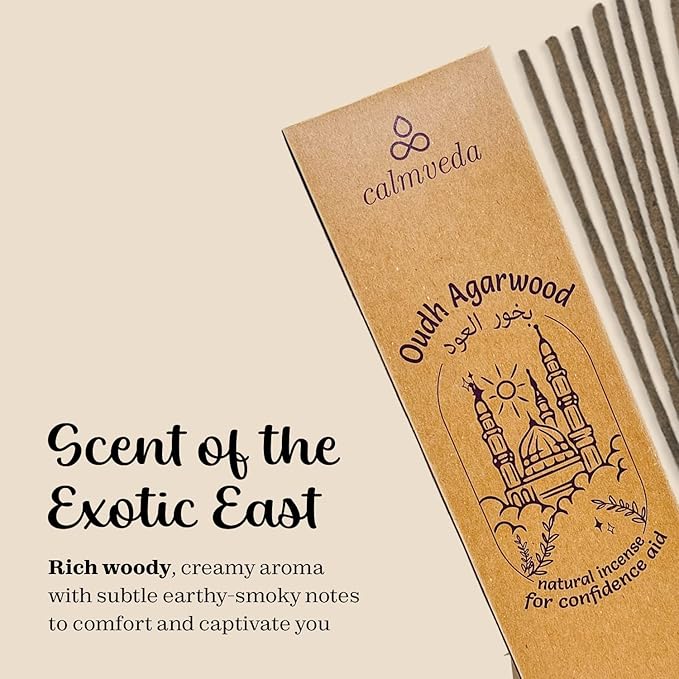 Mystic Oud Agarwood Incense Sticks - (40+Sticks, 9 inch) Thick Natural Resin Incenses Made from Assam Oudh Chips, Clean Charcoal Free | Infuse Luxury with These Exotic Oud Incense (Burn Time 45+ mins)