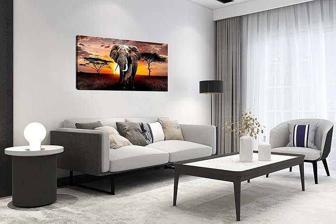 XXMWallArt FC3050 Canvas Wall Art Elephant Picture African Wild Animals Artwork Painting Print for Living Room Bedroom Kitchen Home and Office Wall Decor
