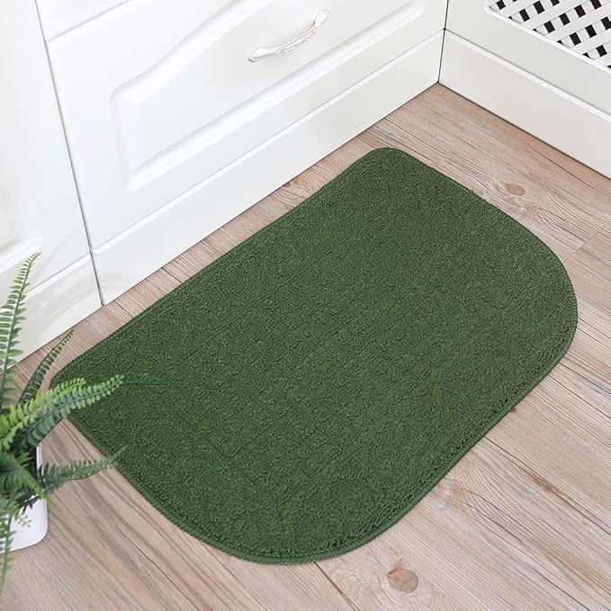 COSY HOMEER 27X18 Inch Anti Fatigue Kitchen Rug Mats are Made of 100% Polypropylene Half Round Rug Cushion Specialized in Anti Slippery and Machine Washable (Green 1pcs) …