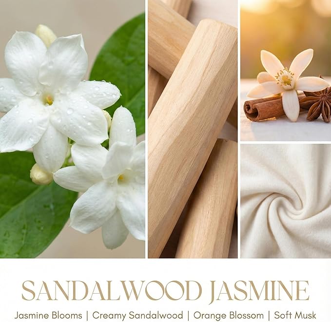 HomeLights Soy Wax Candles for Home Scented, 3-Wick Candles in Sandalwood Jasmine Scented, Industrial Chic Aromatherapy Candles Gift for Parties, Relaxing, 34oz