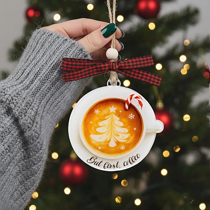Coffee Ornament - Coffee Lover Christmas Ornament - Latte, Espresso, Barista Ornament - Coffe Gifts for Cappuccino, Latte, Espresso, Milkshake Lovers - Acrylic Christmas Keepsake 2025