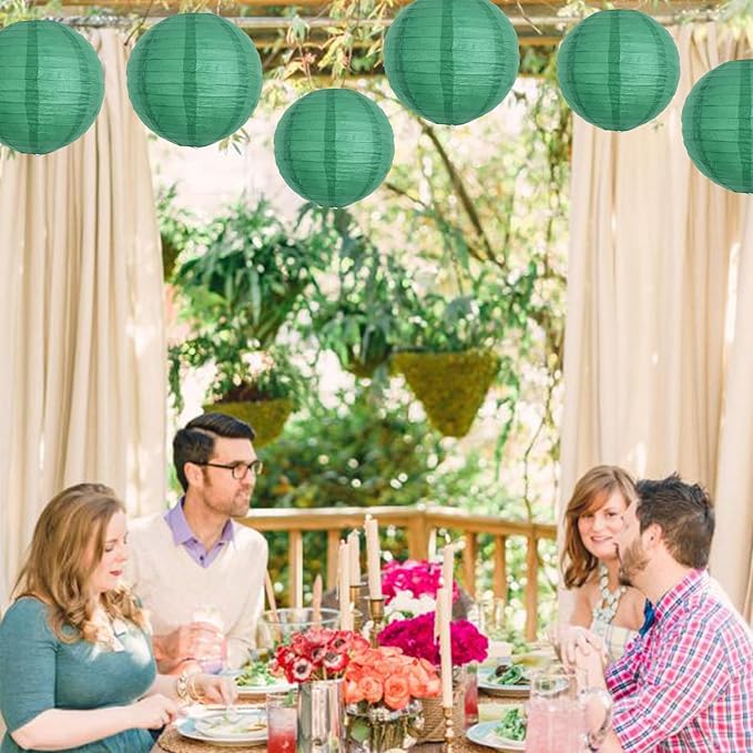 BEISHIDA 8-Inch Green Round Paper Lanterns Hanging Decorative Chinese Paper Lanterns Lamp for Birthday Wedding Party Irish Party Saint Patricks Day Decoration and Baby Bridal Shower（6 Packs）