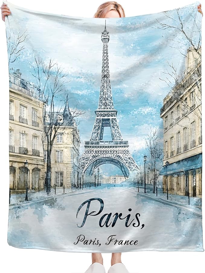 Tijuboni Paris Eiffel Tower Throw Blanket Paris Gifts for Girls Women Boys Men Adults Kids Soft Flannel Fleece Blanket for Couch Sofa Bed Home Decor 50"x60"