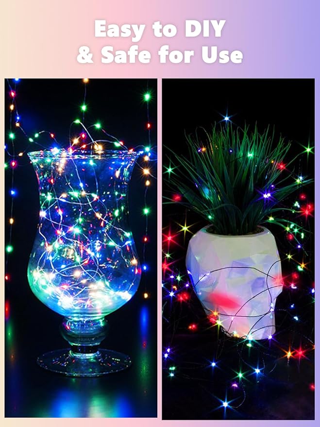 6 Pack Fairy Lights Battery Operated with Remote Control Timer, 26 FT 80 LED String Lights Outdoor Indoor, 8 Modes Twinkle Lights for Christmas Party Wedding Birthday Bedroom Decorations (Multicolor)
