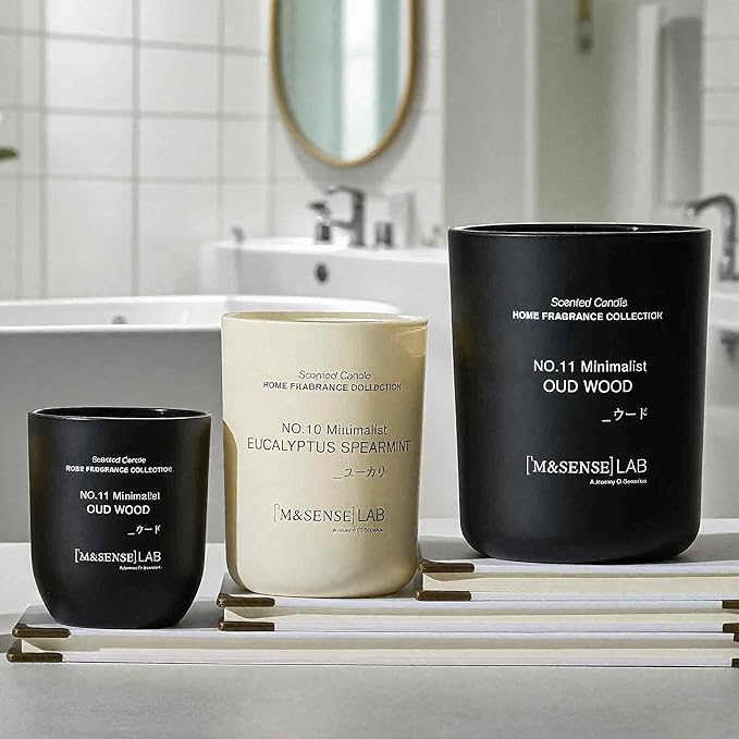 M&SENSE Natural Soy Candle| Eucalyptus Spearmint | 16.6 oz, 95H Burn | Minimalist Christmas Scented Candle for Relaxation, Gifting, Home Décor | for Bedroom, Office, Party Large