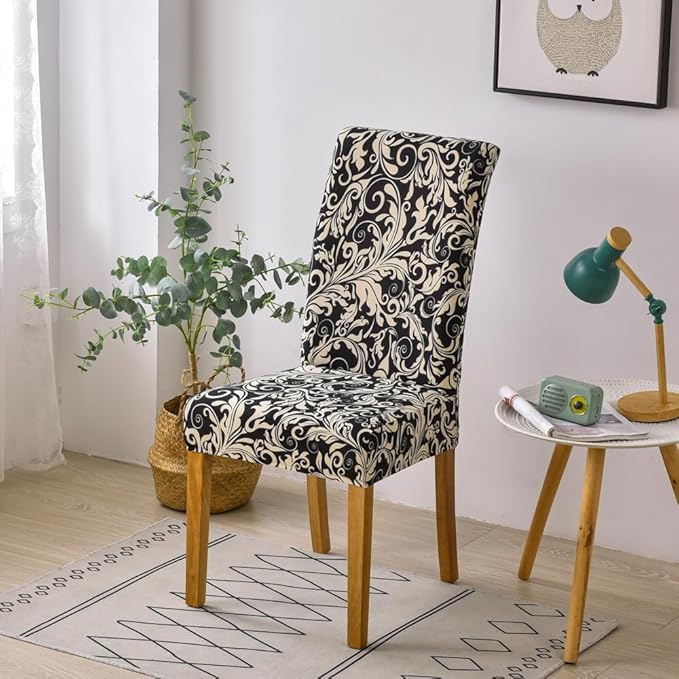 Senllori Dining Room Chair Covers Set of 6,Printed Pattern Parsons Chair Slipcovers Removable Washable Kitchen Seat Dining Chairs Protector Cover for Home or Party