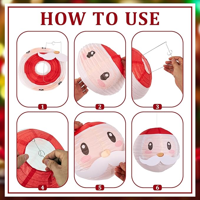 Christmas Hanging Paper Lanterns and Honeycomb Set, 11 PCS Santa Snowman Reindeer Theme Lanterns and Paper Christmas Tree Honeycombs, Holiday Ceiling Party Decorations for Home, Classroom