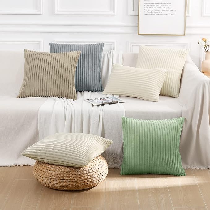 Simmore Decorative Christmas Throw Pillow Covers 18x18 Set of 2, Soft Natural Plush Flannel Double-Sided Fluffy Couch Pillow Covers for Sofa Living Room, Grey