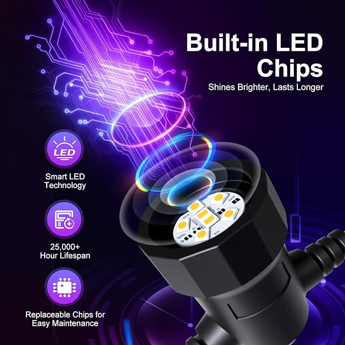 Outdoor String Lights 48ft, Patio Lights with 15 Dimmable LED Bulbs, RGBW & Warm White, IP66 Waterproof, Shatterproof, APP & Remote Control, Color Change, Customizable Colors for Backyard Decor