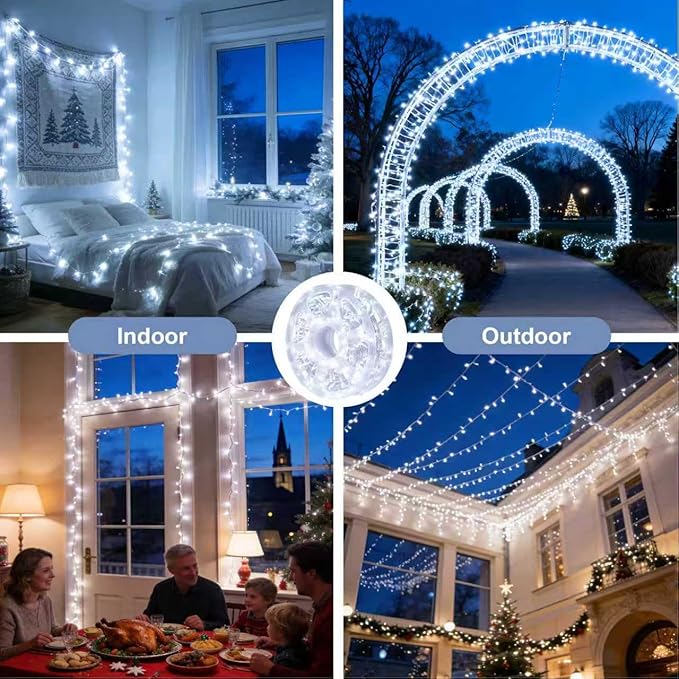 LED String Lights, 165FT 500LED 30V Plug in Waterproof String Lights with 8 Modes for Indoor and Outdoor Party Wedding Home Patio Lawn Garden Supplies (Cool White)