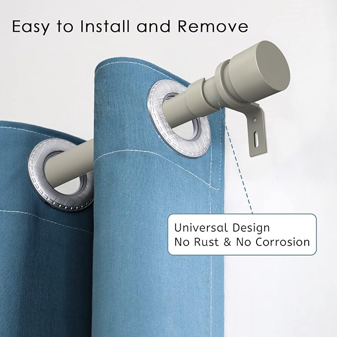 Curtain Rods for Windows 16 to 28 or 40 Inches Max Adjustable Length 1 Inch Diameter Window Curtain Rod with Aluminium End Cap, Brushed Nickel