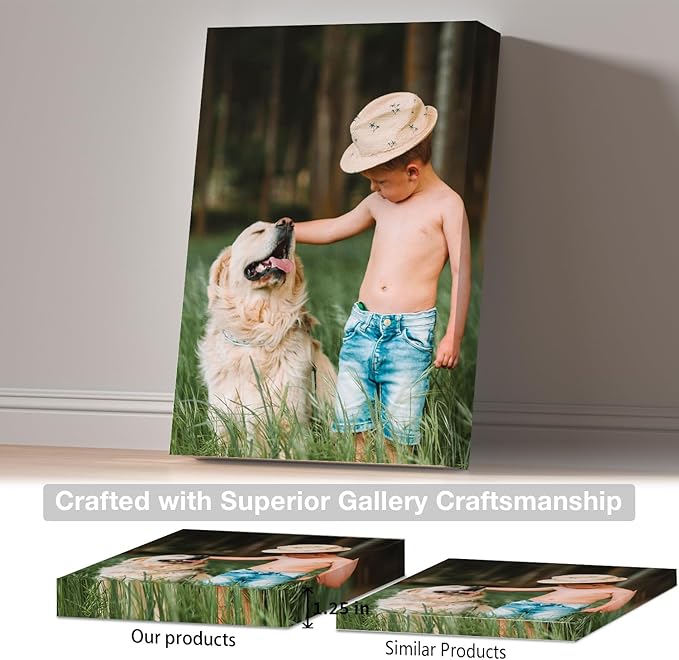 Custom Photo Canvas Print, Personalized Picture to Canvas Wall Art, Wedding Family Pet Portrait Print, Floating Frame or Gallery Wrapped Personalized Artwork, Handmade Canvas Wall Decor Made in USA