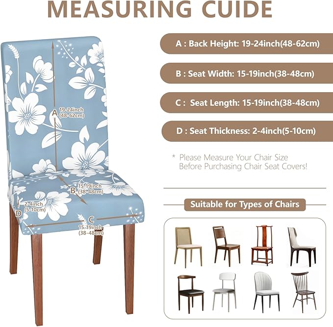 Stretch Dining Chair Covers Set of 2,Floral Print Chair Covers,Soft Removable Washable,Pet Friendly Furniture Protector,Universal Chair Slipcovers for Home, Kitchen,Ceremony Dining Room Seat