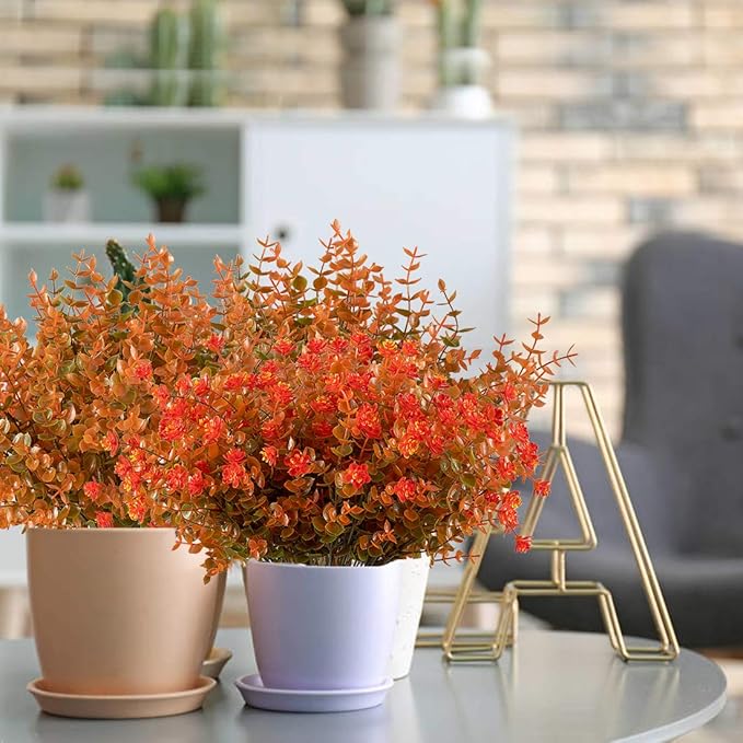 8 Bundles Artificial Grasses Outdoor Fake Grasses for Decoration UV Resistant No Fade Faux Plastic Plants Garden Porch Window Box Décor