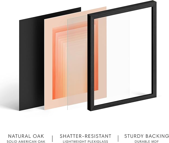 HAUS AND HUES Colorful Abstract Wall Art - Minimalist Retro Picture for Living Room Decor, Red and Pink Modern Wall Art Painting (Pink Geometric, Black Frame, 16x20)