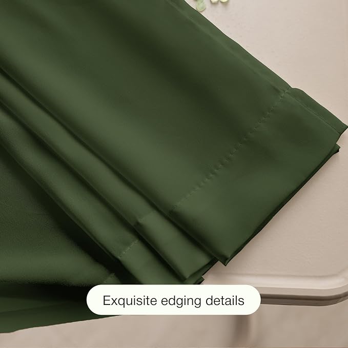 Anmao Non-See-Through Olive Green Privacy Semi Sheer Curtains for Living Room 63 Inch Length 2 Panels Set, Light Filtering That Let Light in Rod Pocket Window Drapes for Bedroom, 52W x 63L, Dark Green