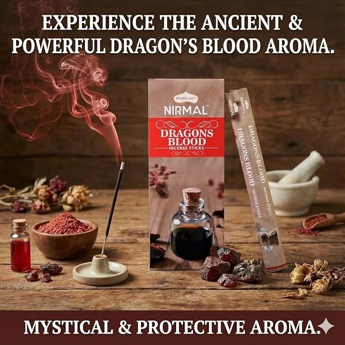 Shubhkart Hexa Dragon's Blood Incense Sticks, Pack of 6 (120 Sticks). Deep, Earthy & Resinous Aroma for Protection Rituals, Empowerment, Meditation & Spiritual Focus