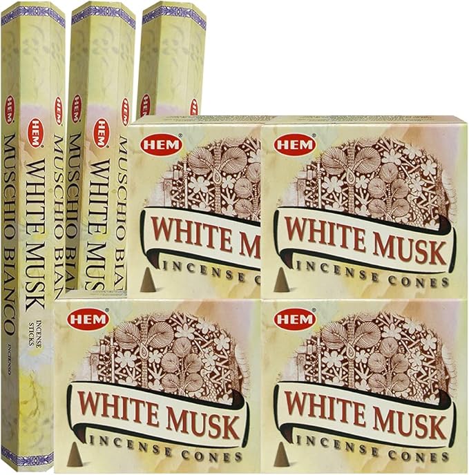 TRUMIRI White Musk Incense Sticks and Cone Incense Holder Variety Pack Bundle