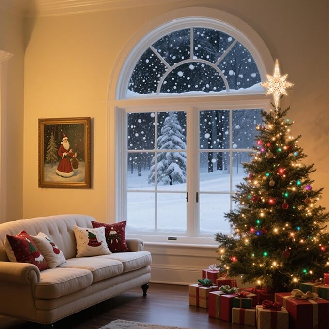 TWINGLEHOME12 Inch 11LED Christmas Tree Topper, Bethlehem Star Christmas Tree Decoration for Home Xmas Tree Decor (Warm White)