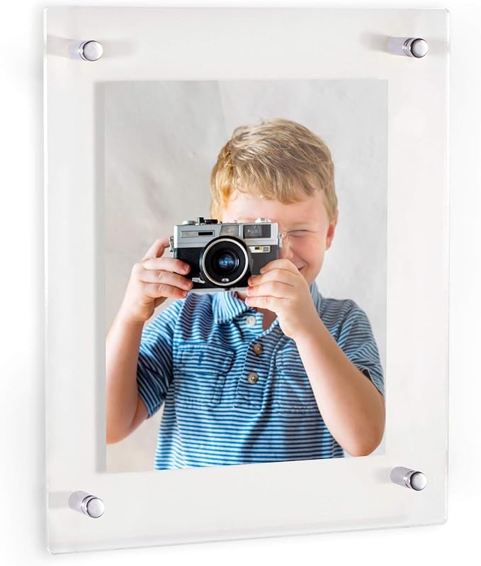 ArtToFrames Floating Acrylic Frame for Pictures Up to 20x24 inches (Full Frame is 24x28) with Chrome Standoff Wall Mount Hardware, Acrylic-109-20x24-79