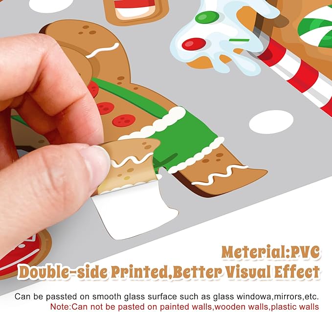 9 Sheets Christmas Gingerbread Man Window Clings Candy House Window Decorations Stickers Merry Christmas Door Seasons Decals for Holiday Xmas Home Kitchen Living Room(Gingerbread)