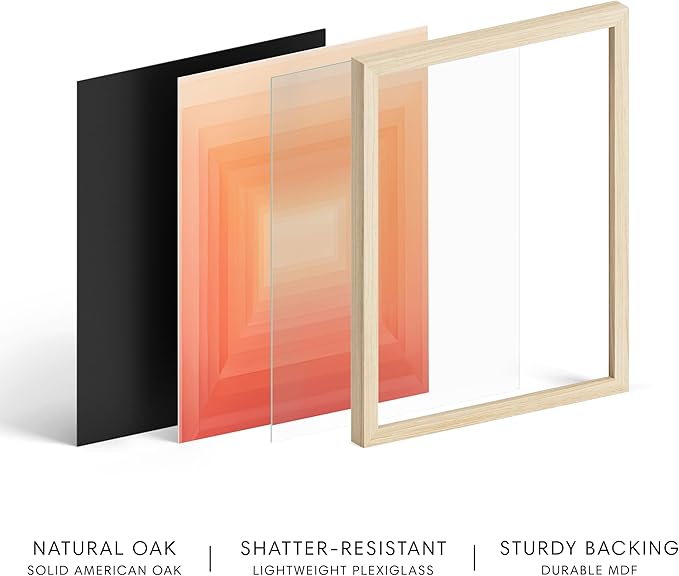 HAUS AND HUES Colorful Abstract Wall Art - Minimalist Retro Picture for Living Room Decor, Red and Pink Modern Wall Art Painting (Pink Geometric 2, Beige Frame, 24x36)