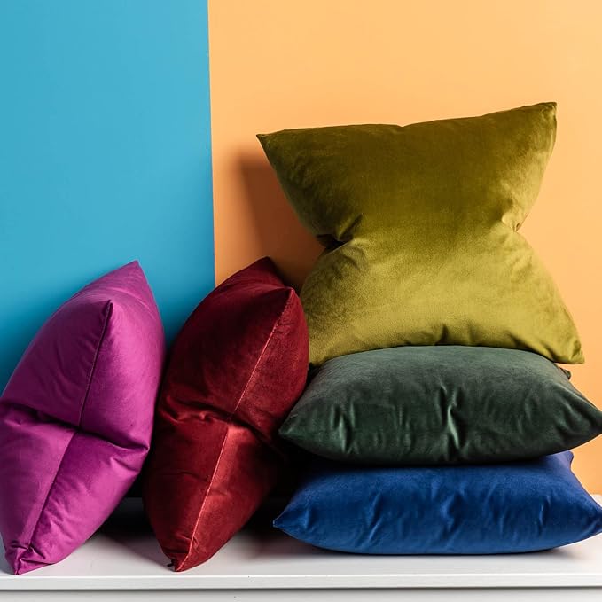 JUSPURBET Decorative 20x20 Pillow Covers Set of 2 Velvet Throw Pillow Covers for Couch Sofa Bed Soft Cushion Covers Cases with Hidden Zipper for Living Room Home,Burgundy