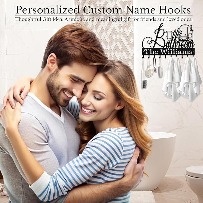 Personalized Metal Key Rack Hooks, Key Holder Wall Mounted Key Hooks, Bathrom Theme Wall Decoration Hooks, Key Hanger Organizer for Living Room, Entryway, Bathroom, Office Decor
