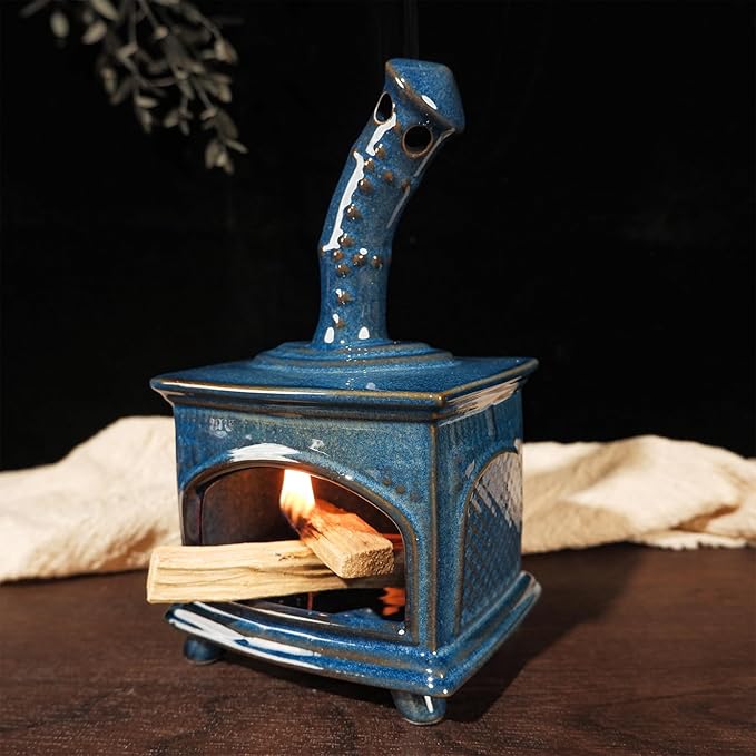 Ceramic Palo Santo Holder & Mini Chiminea Smudge Bowl | Multi-Functional Burner for Sage Sticks, Incense Cones, Copal,and Candles |Perfect for Energy Cleansing,Yoga Meditation| Anxiety Relief