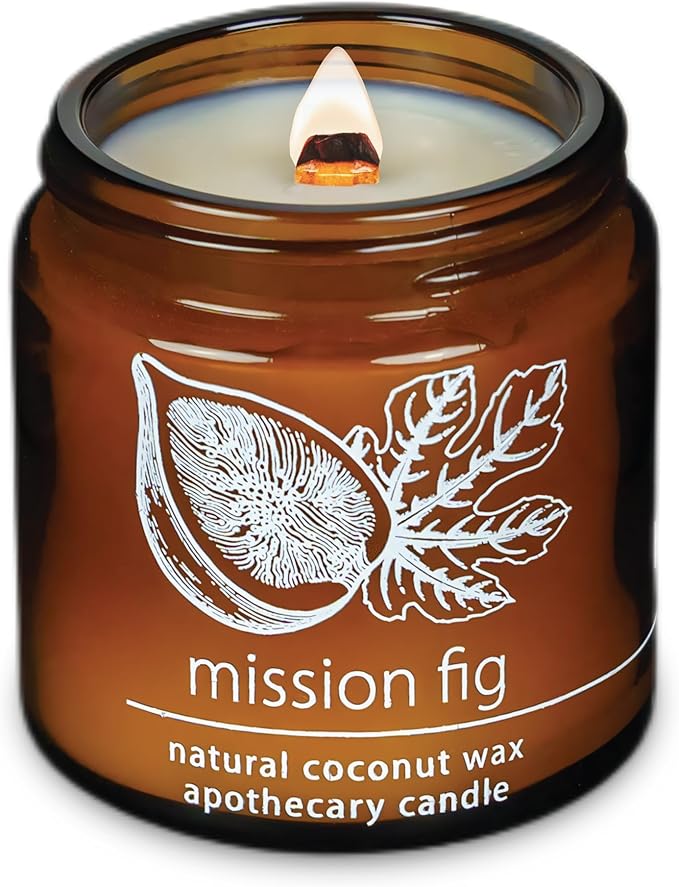 Hemlock Park Crackling Wood Wick Candle Handcrafted with Natural Coconut Wax (Small 4 oz, Mission Fig)