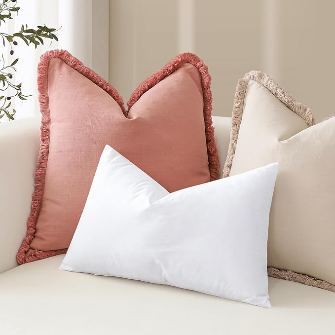 Artscope Synthetic Down Lumbar Pillow Insert, 16x26 Down Alternative Throw Pillow Insert. Ultra Soft Fluffy Sleeping Pillow with 100% Cotton Cover, Decorative Pillows-White.
