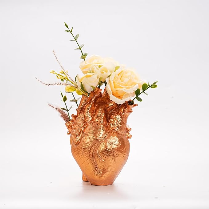 Heart Shaped Resin Vase - Anatomical Human Heart Flower Pot Planter, Nordic Modern Desktop Decor for Farmhouse Living Room, Bedroom, Valentine's Day Gift Home Decoration