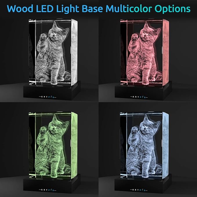ArtPix 3D Crystal Photo, Christmas Personalized Gifts for Women, Wife, Her, Him, Men, Husband, Grandma, Great Xmas Customized Gift With Your Own Photo, Custom Glass 3D Laser Etched Picture Wedding