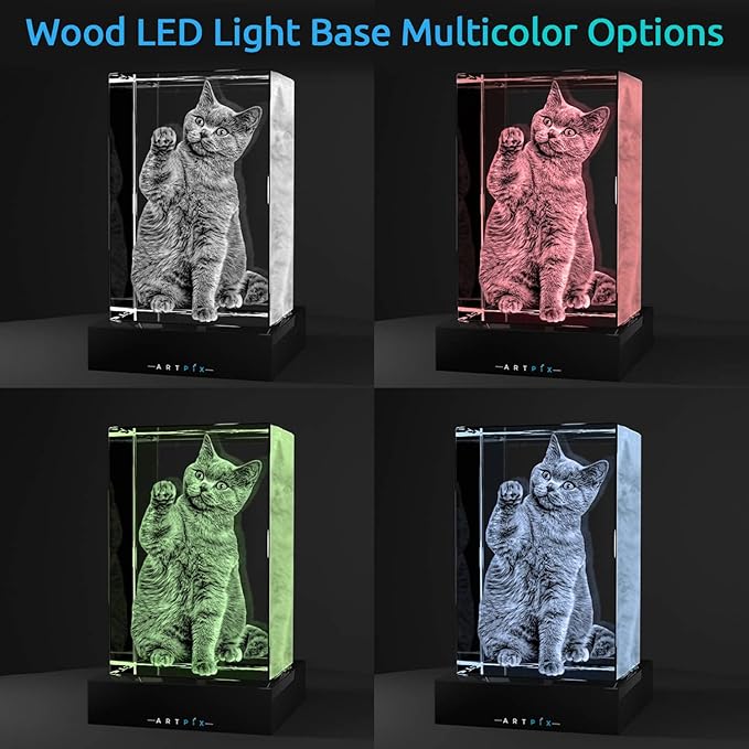 ArtPix 3D Premium Crystal Photo, Christmas Personalized Gifts for Women, Wife, Her, Him, Men, Husband, Grandma, Great Xmas Customized Gift With Your Own Photo, Custom Glass 3D Laser Etched Picture