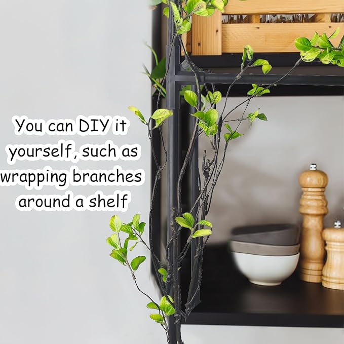 Tinsow 4 Artificial Ficus Branches 47 Inch Tall Faux Eucalyptus Stems, Realistic Fake Greenery for Vase Fillers, Centerpieces and Home Decor, Lifelike Leaves and Stems for Elegant Displays