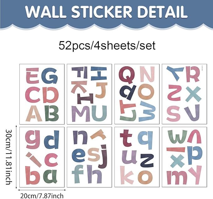 Large Alphabet Stickers, Peel and Stick Colorful Letters Wall Decals, Multicolor Early Learning Decor for Bulletin Board Classroom Window Door Mailbox Home Decor