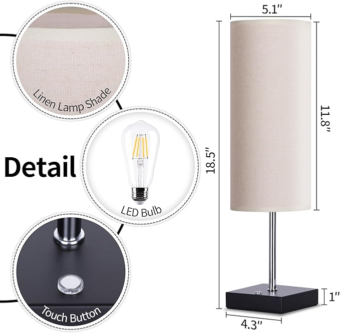 AVV Cordless Table Lamp, 5000mAh Battery Operated Lamp for Night Stand, 3 Modes Battery Powered Wireless Table Lamp, Touch Control Rechargeable Lamp for Bedroom, Living Room, 18 Inch Beige