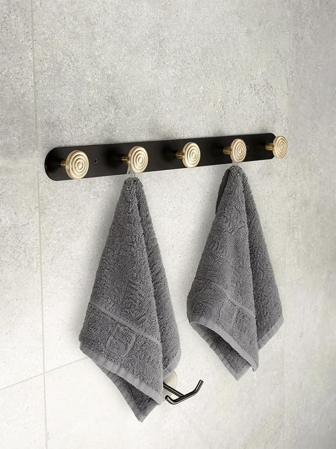 1 Pack Coat Rack Wall Mounted Gold Black Towel Hooks for Bathrooms Wall Hooks for Hanging Coat Robe Hooks Kitchen Decorative Heavy Duty Zinc Alloy
