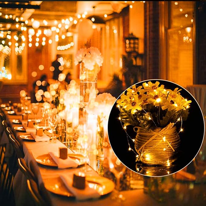 12 Pack Fairy Lights Battery Operated String Lights 7 Feet 20 Led Waterproof Christmas Lights Silver Wire Firefly Starry Moon Lights for Bedroom DIY Party Wedding Patio Christmas
