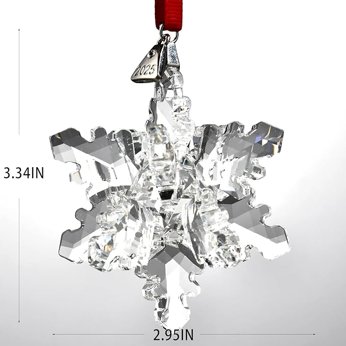 2025 Annual Edition 3D Crystal Snowflake Ornament Christmas Tree Ornaments Crystal Sun Catcher Home Hanging Decor(3D-Clear)