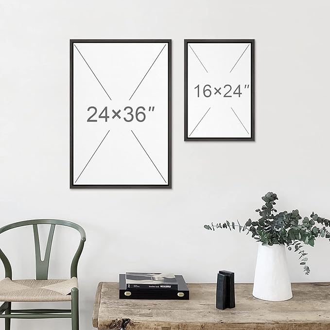 MUDECOR Framed Wall Art Print Set Pastel Waves Blue and White Tones Illustrations Modern Art Boho Decorative Colorful Chic for Living Room, Bedroom, Office - 16"x24"x3 Black