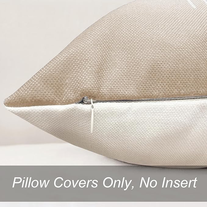 Decorative Throw Pillow Covers 20x20 inch Set of 4 Light Khaki Pillow Covers for Couch Sofa Living Room,Farmhouse Outdoor Throw Pillow Cover,Modern Geometric Linen Square Throw Pillow Cases