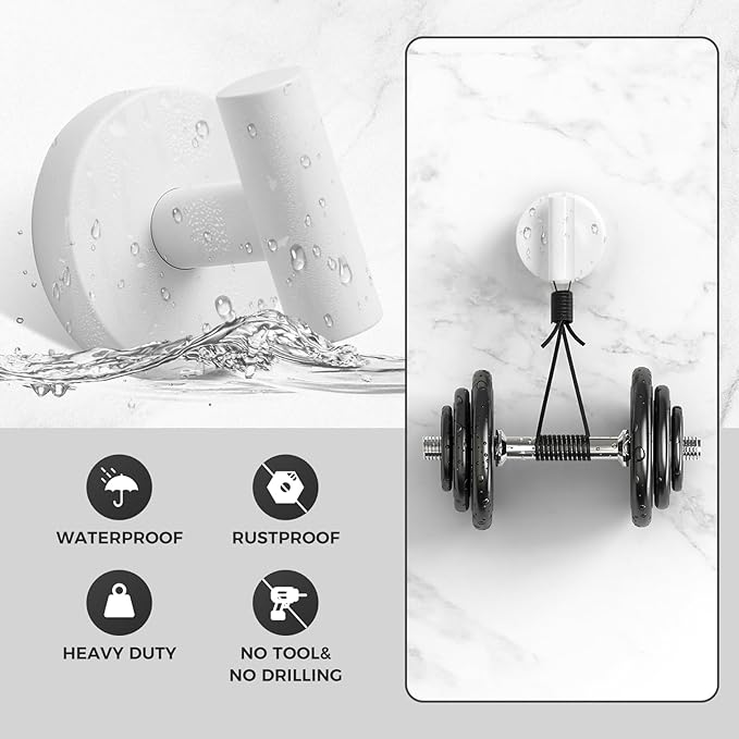 Shower Hooks for Inside Shower,No-Drill Removable&Reusable Towel Hooks for Bathroom,Heavy Duty Suction Cup Hooks for Glass Window,2 Packs(White)