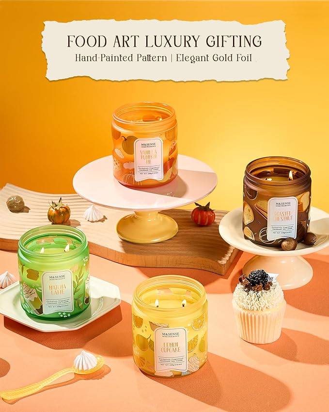 M&SENSE Fall Candles Vanilla Pumpkin Pie Scented, 11.6oz Natural Soy Wax Non Toxic, Double Wick 70 Hours Clean Burn, Warm Spiced Autumn Scent, Seasonal Gifts Home Decor