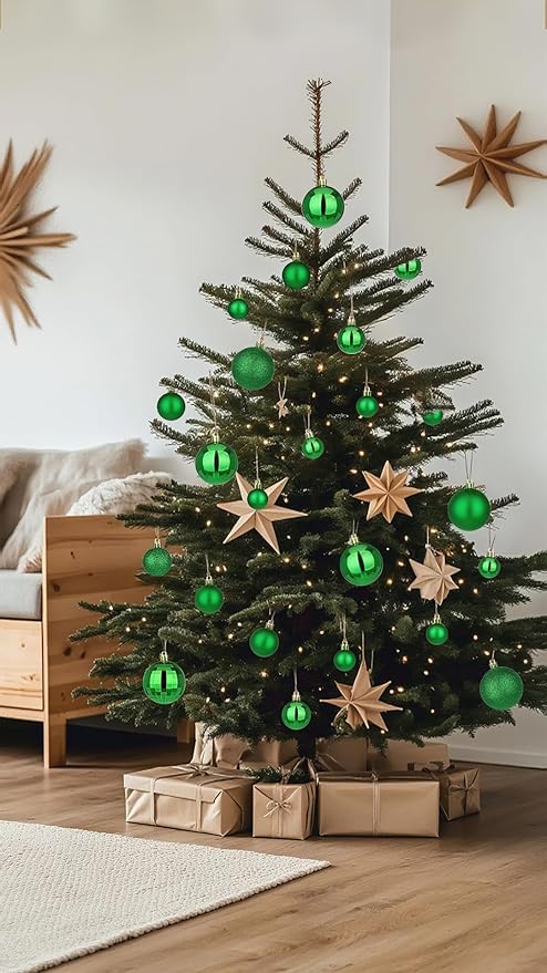 50pcs Christmas Ball Ornaments Dark Green Small Shatterproof Christmas Tree Decorations Xmas Tree Xmas Ornaments Balls with Hanging Loop for Halloween Xmas Wedding Holiday Party Wreath Home Decor