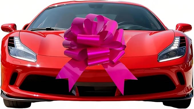 Big Pink Christmas Bow(16 Inch, 1 Pack), Giant Car Bow, Large Gift Bow for Gift Wrapping, Huge Bow for Tree Topper, Birthday, Party, Christmas Decoration, Indoor and Outdoor Decoration.