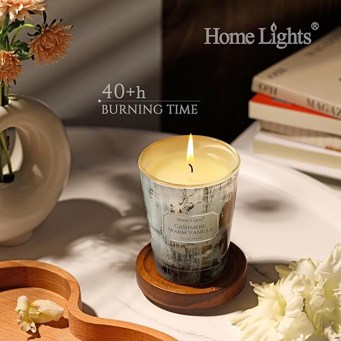 HomeLights Scented Candles for Women & Men, 6.7oz Candle Jars Aromatherapy Single Wick Candle, Ideal for Industrial Chic Home Decor and Gifts, Cashmere Warm Vanilla